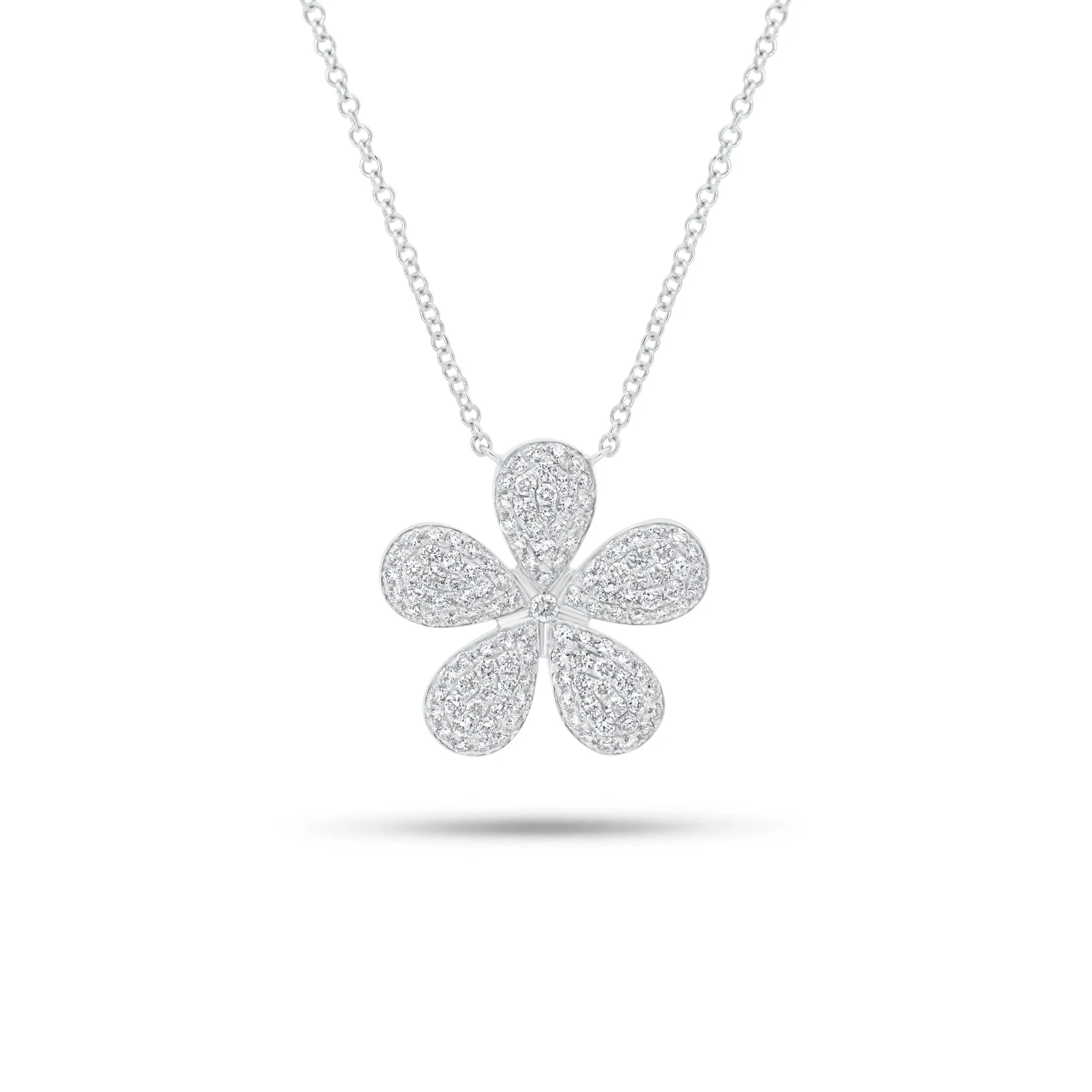 Pave Diamond Medium Daisy Pendant Necklace