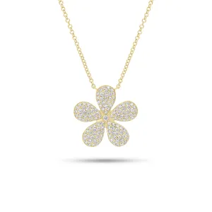 Pave Diamond Medium Daisy Pendant Necklace