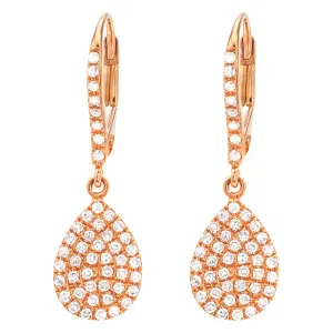 Pave Pear Dangle Earrings with Diamond Leverbacks