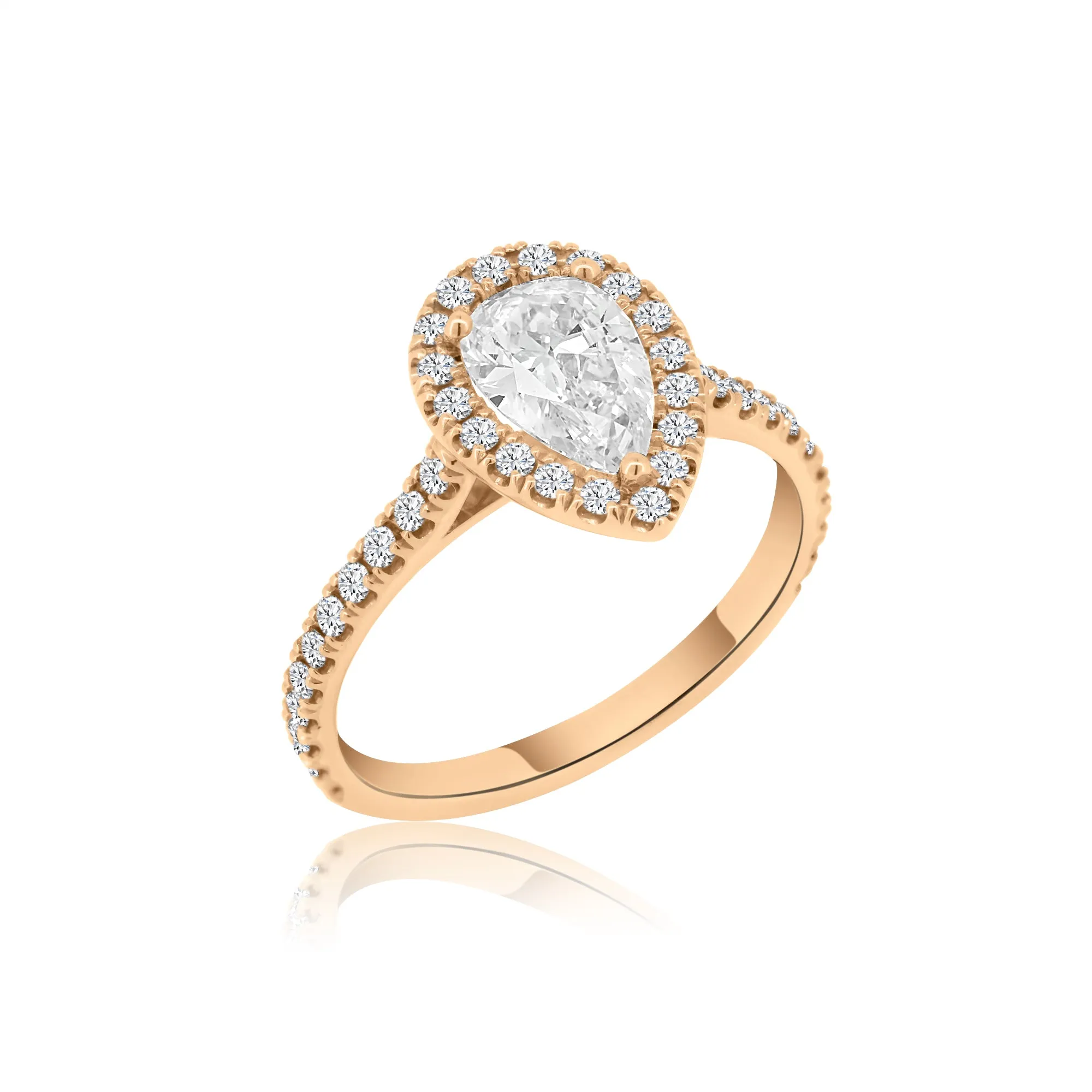 Pear Shape Halo Diamond Ring