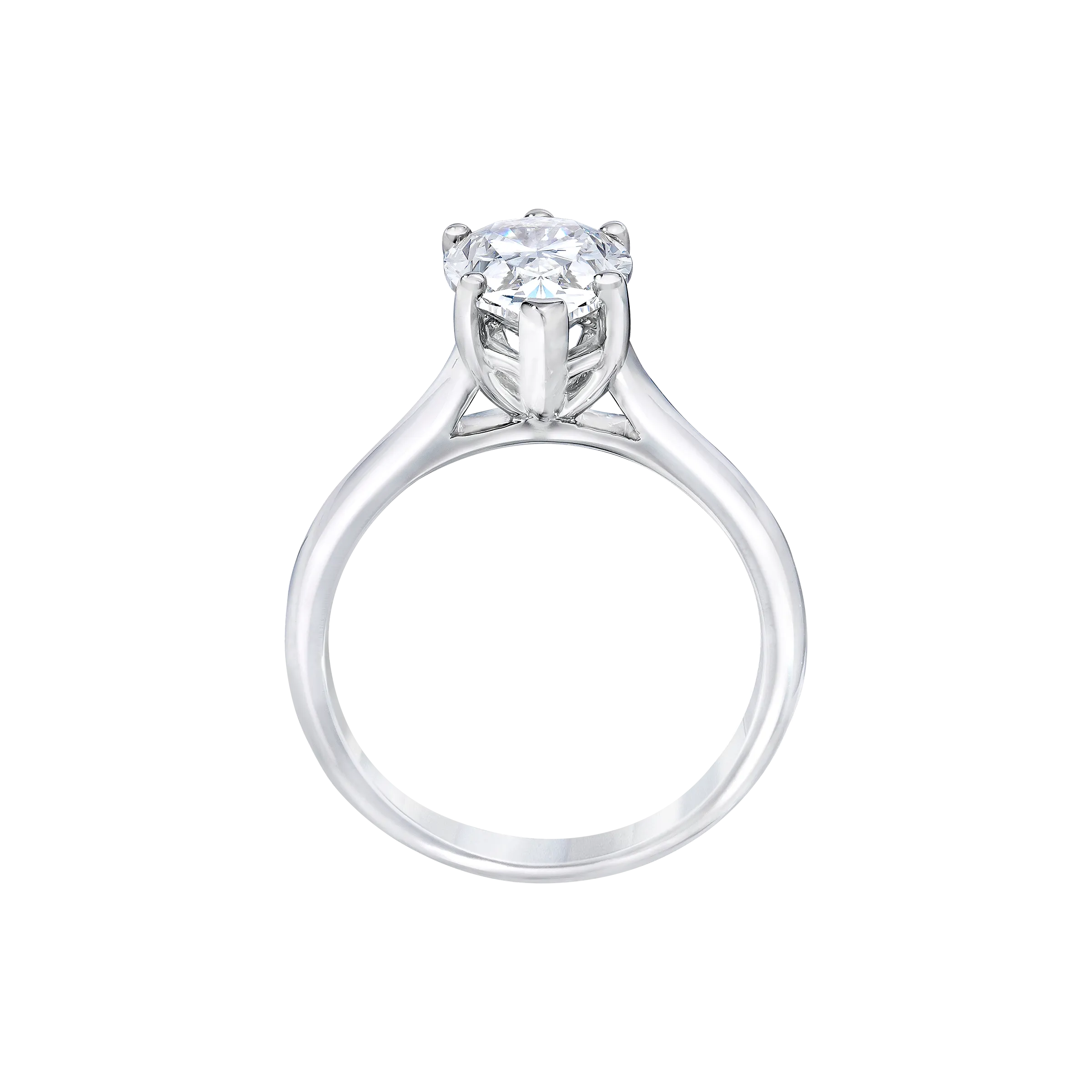 Pear Shaped Solitaire Diamond Engagement Ring in 18k White Gold