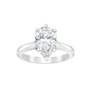 Pear Shaped Solitaire Diamond Engagement Ring in 18k White Gold