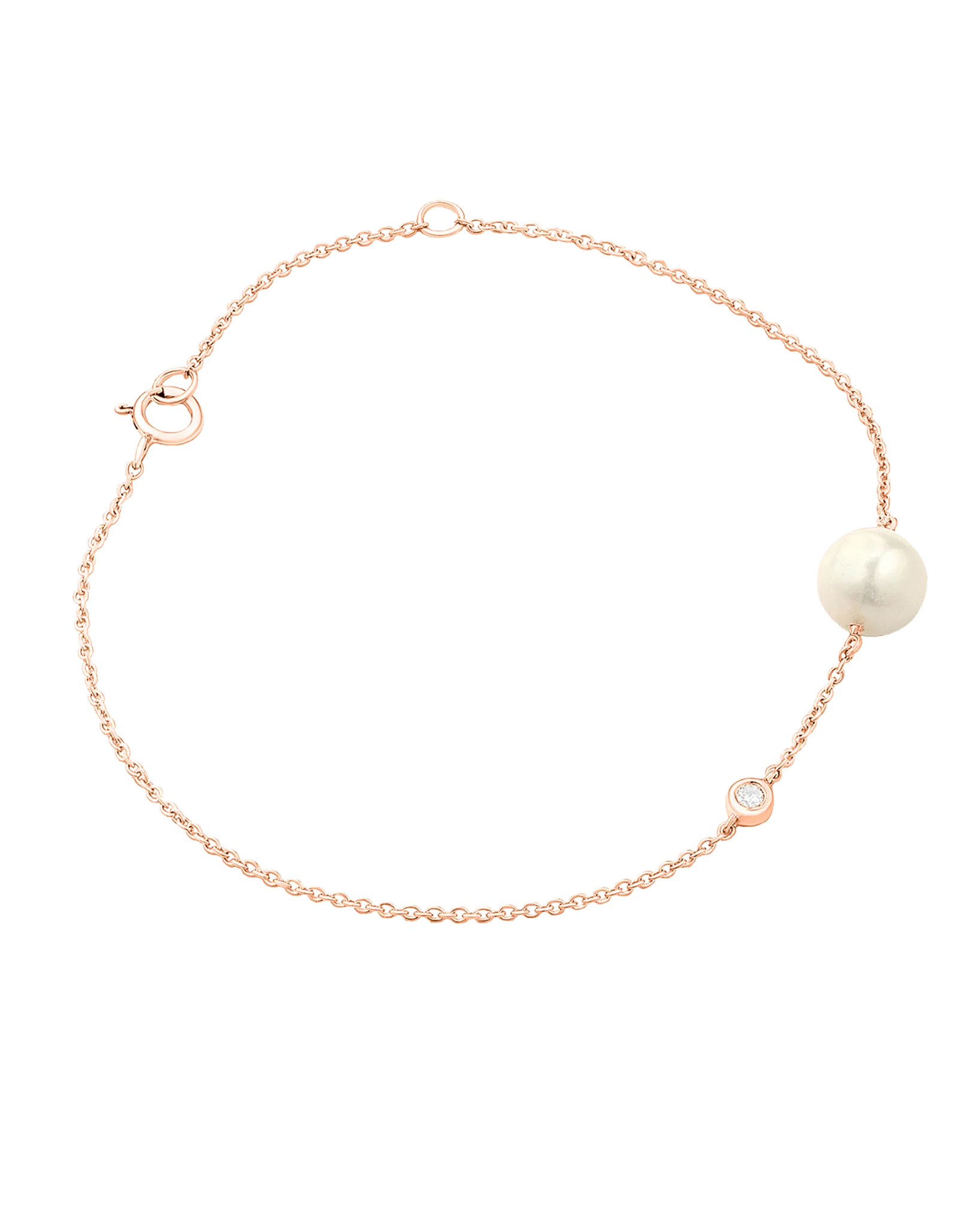 Pearl & Diamond Bezel Bracelet - 14K Rose Gold