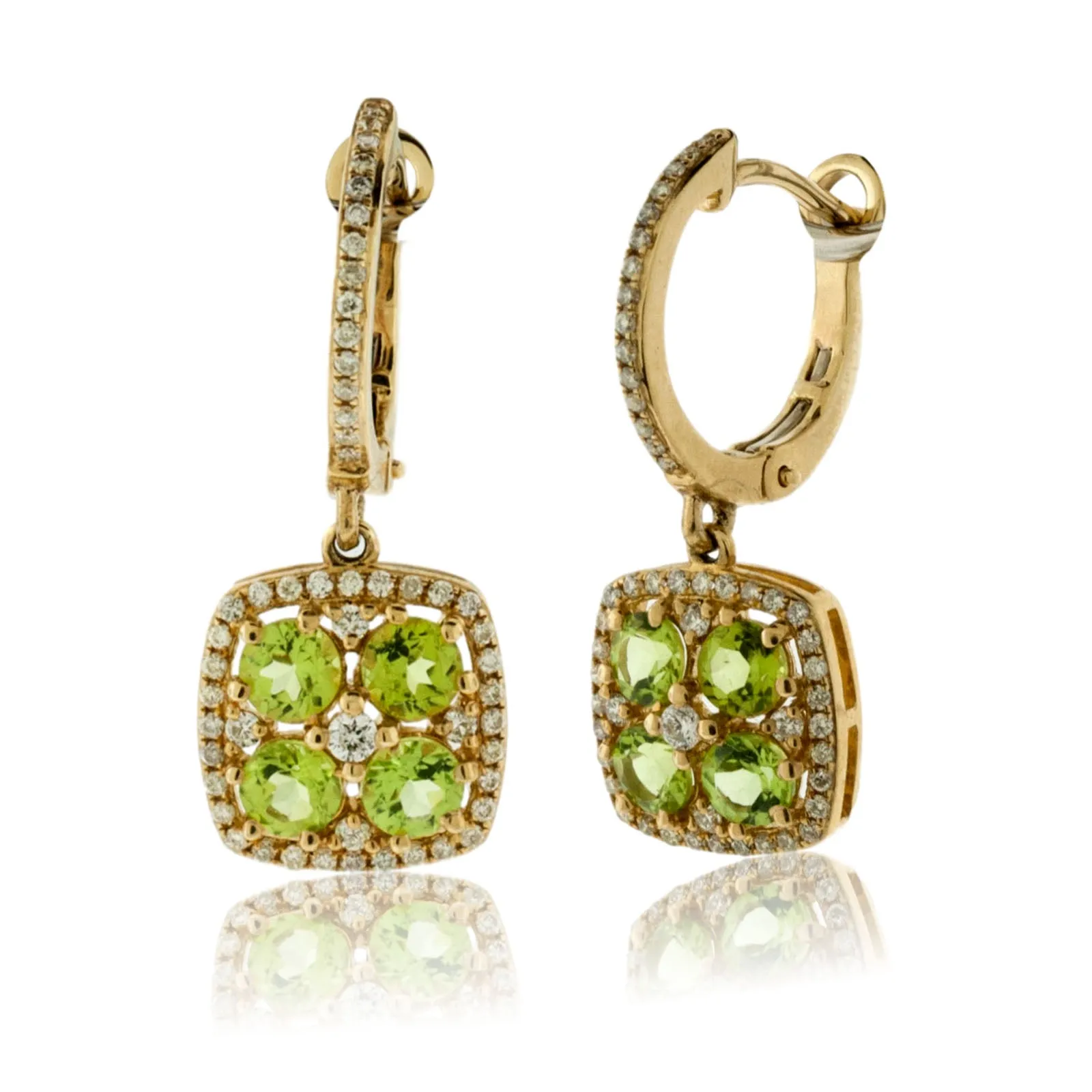 Peridot and Diamond Dangle Earrings