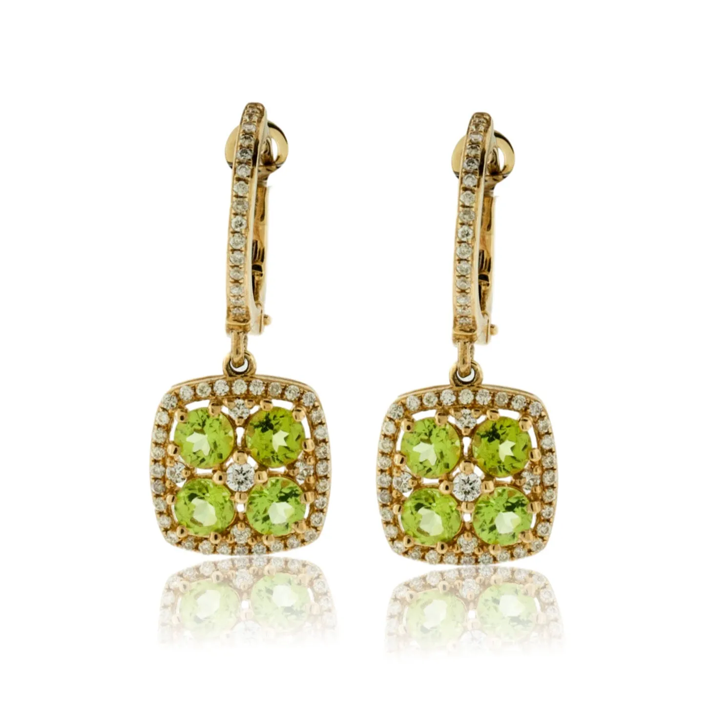 Peridot and Diamond Dangle Earrings