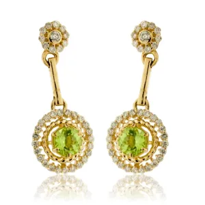 Peridot and Diamond Drop Style Earrings