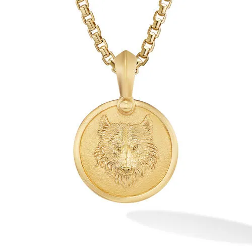 Petrvs Wolf Amulet in 18K Yellow Gold, 30.6mm