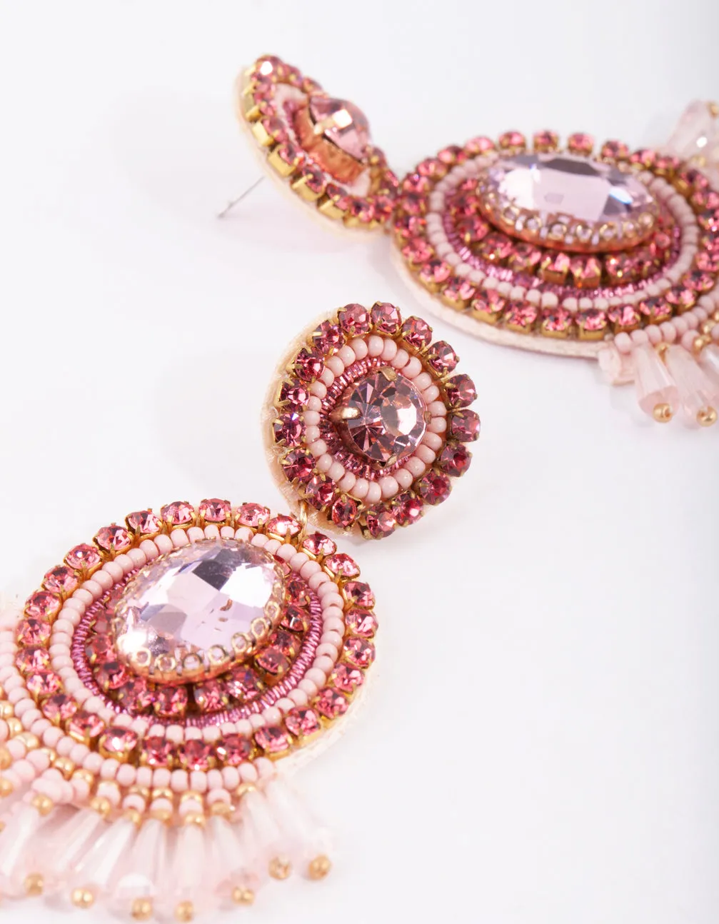 Pink Beaded Drop Earrings