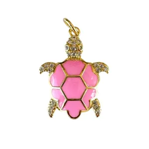 Pink CZ Sea Turtle Charm