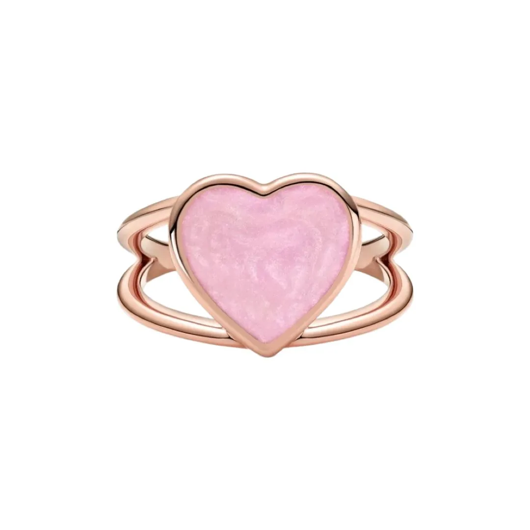 PINK ENAMEL HEART RING