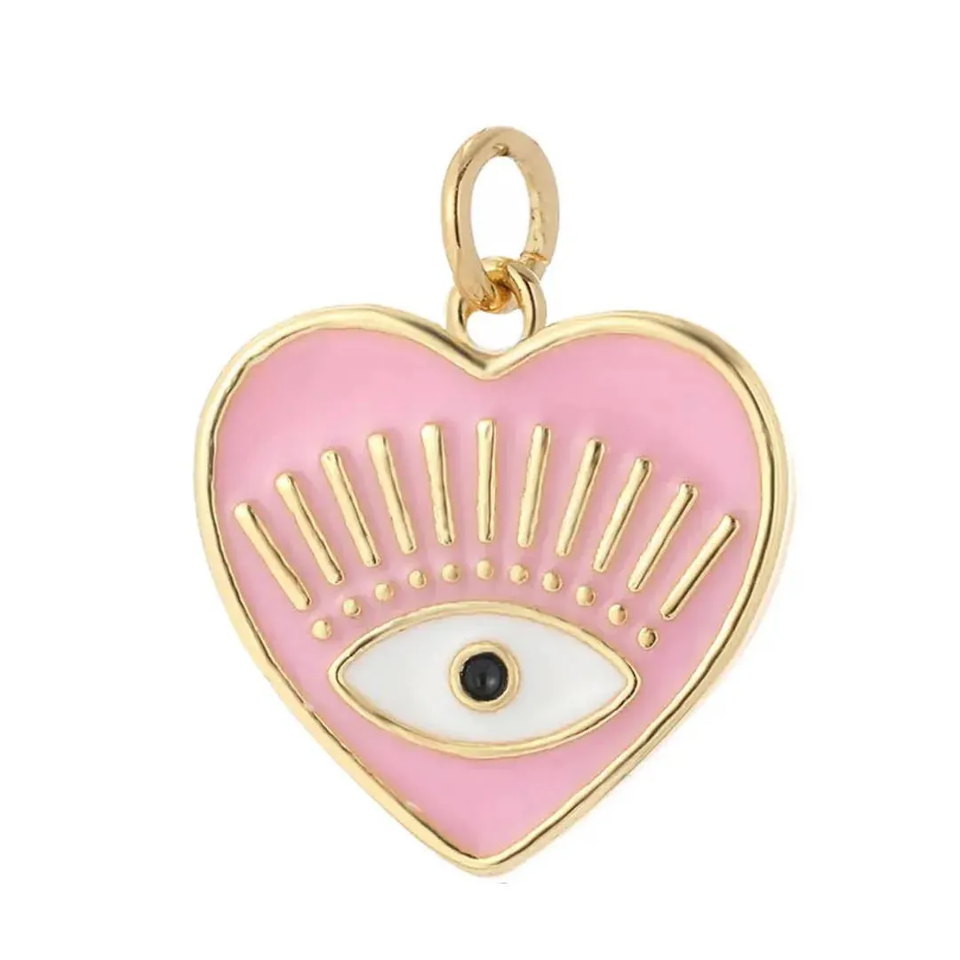 Pink Heart Eye Charm