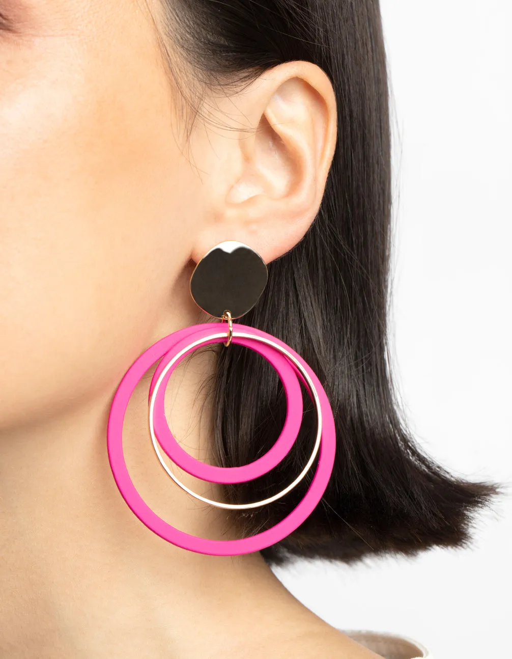 Pink Loop Drop Earrings