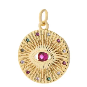 Pink round eye sunburst charm