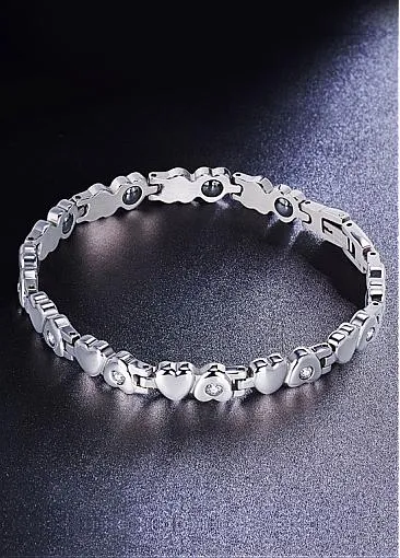 Popular AAA Zircon, Platinum, Heart Alloy Bracelet