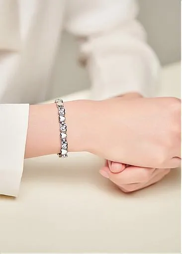 Popular AAA Zircon, Platinum, Heart Alloy Bracelet