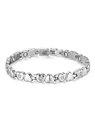 Popular AAA Zircon, Platinum, Heart Alloy Bracelet