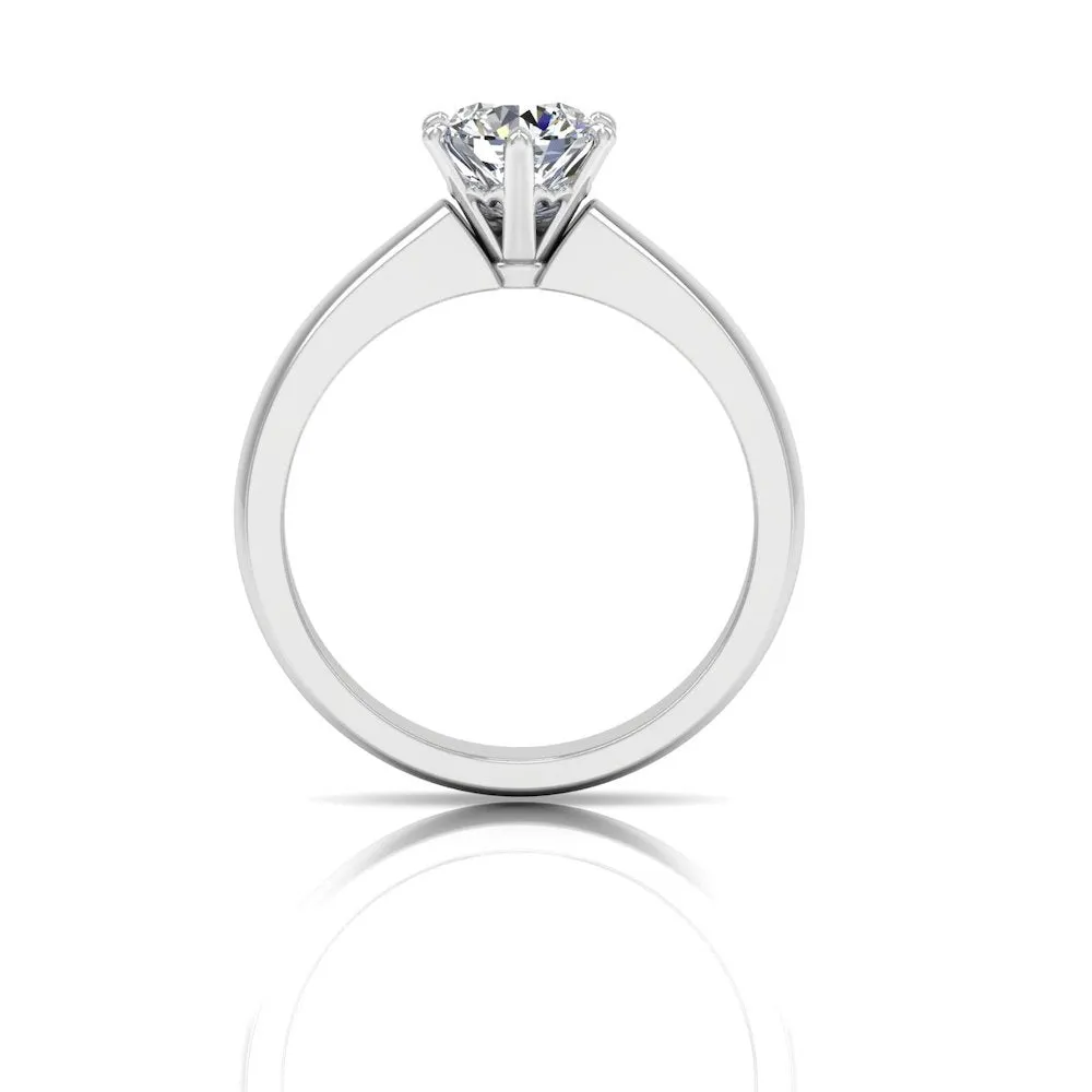 Raised Solitaire Brilliant Cut Moissanite Engagement Ring