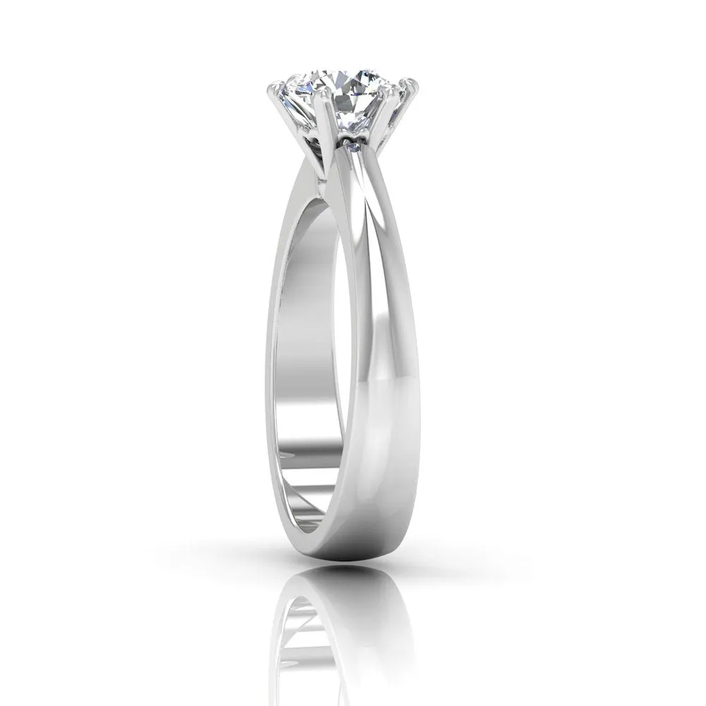 Raised Solitaire Brilliant Cut Moissanite Engagement Ring