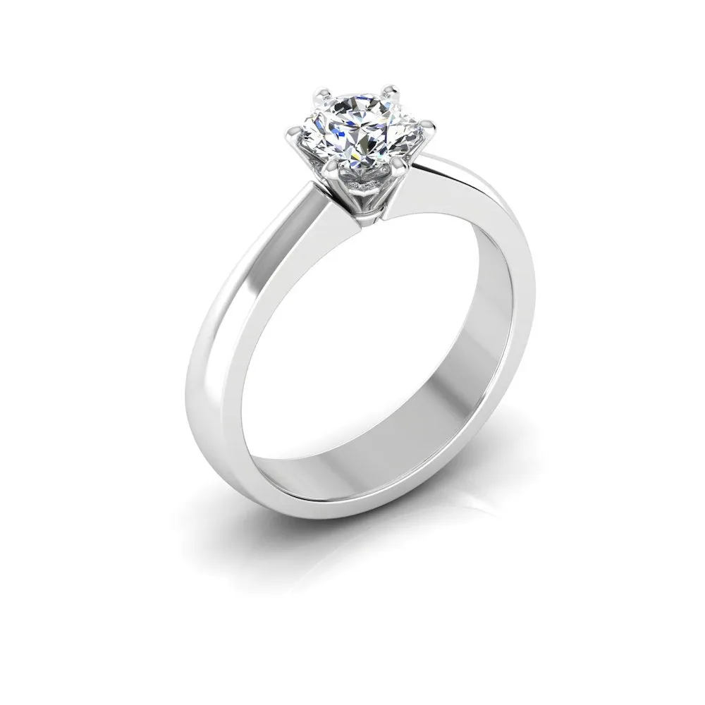 Raised Solitaire Brilliant Cut Moissanite Engagement Ring