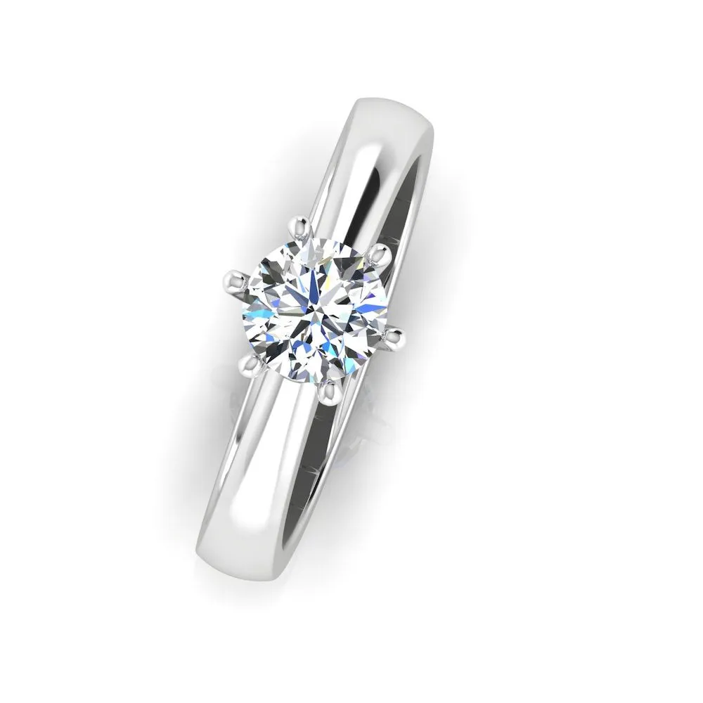 Raised Solitaire Brilliant Cut Moissanite Engagement Ring