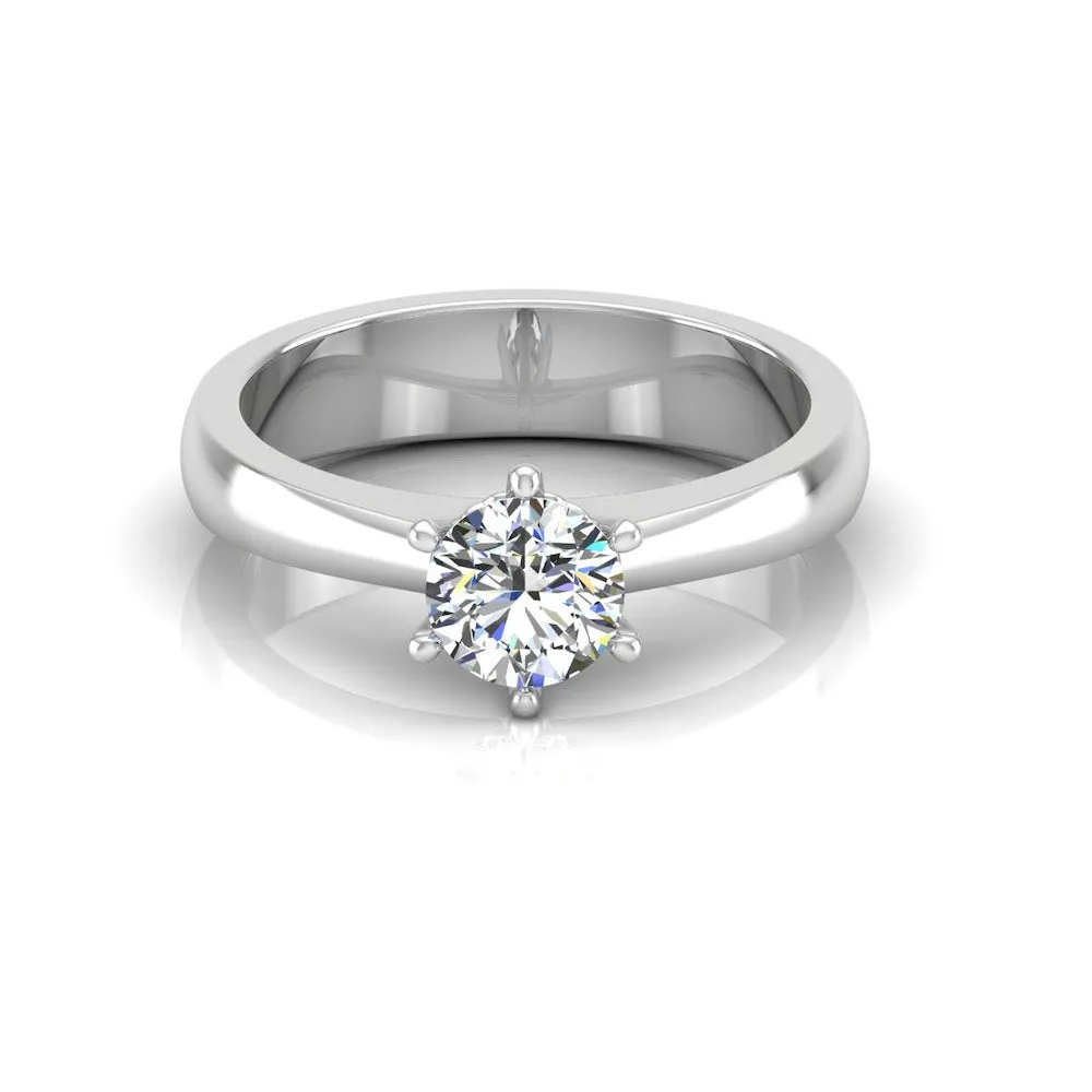 Raised Solitaire Brilliant Cut Moissanite Engagement Ring