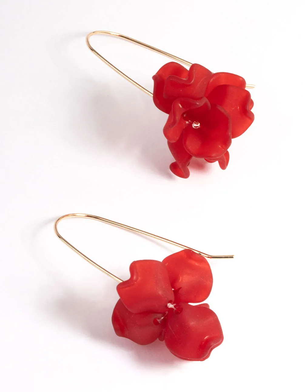 Red Mini Frosted Flower Drop Earrings