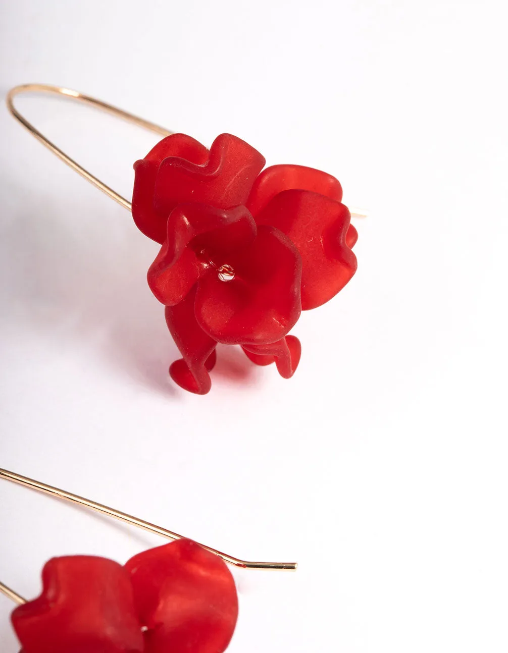 Red Mini Frosted Flower Drop Earrings