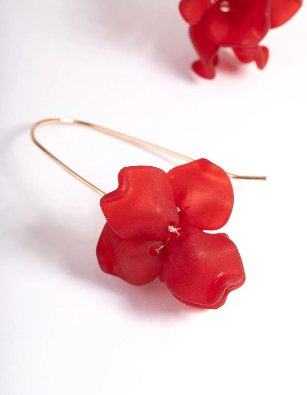 Red Mini Frosted Flower Drop Earrings