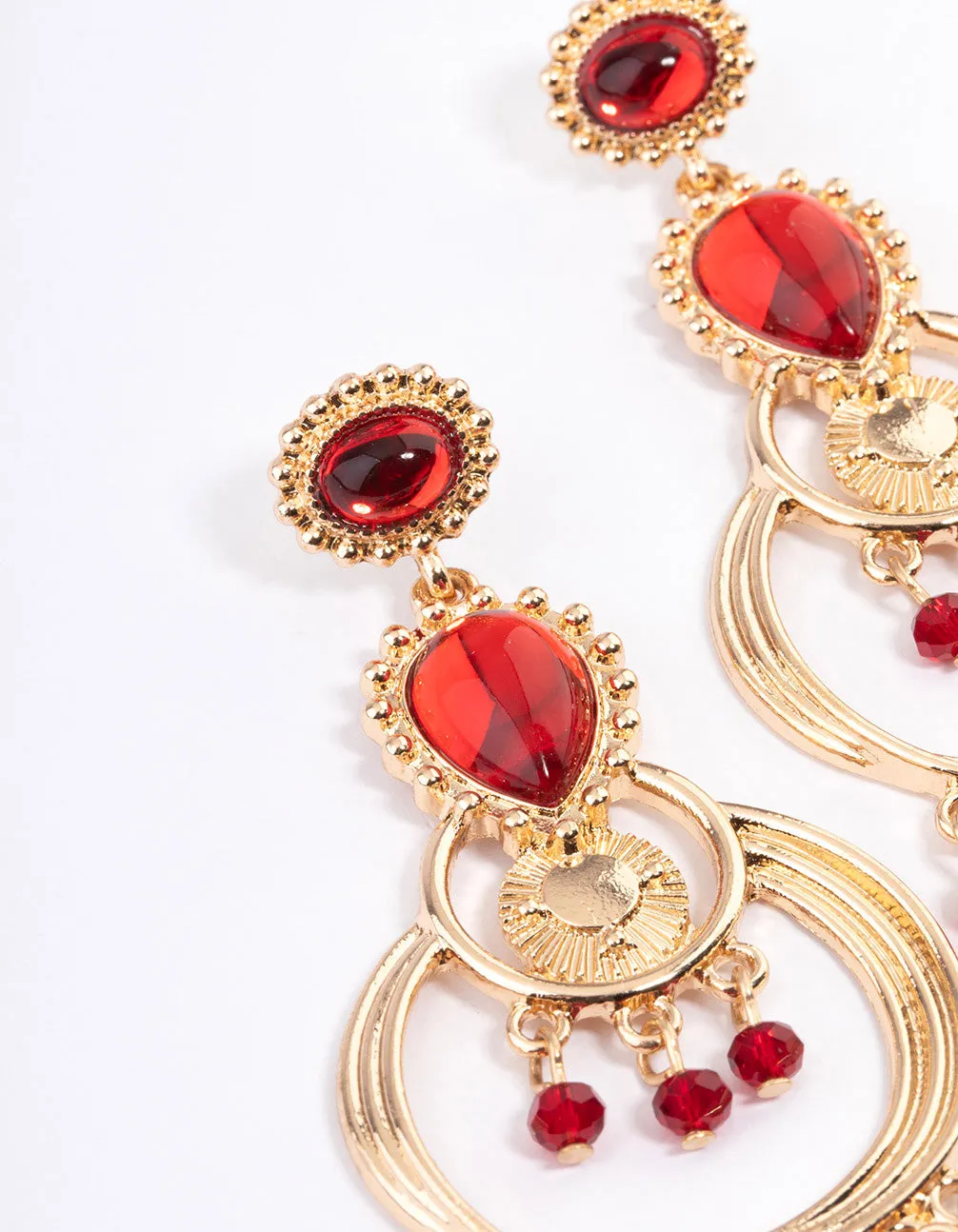 Red Statement Diamante chandelier Drop Earrings