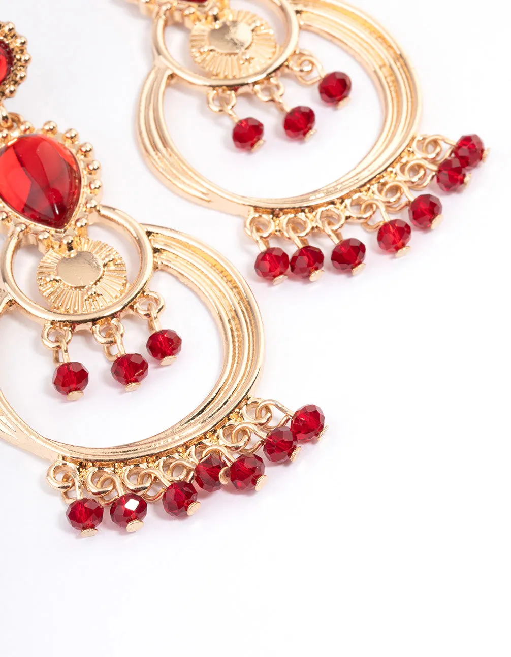 Red Statement Diamante chandelier Drop Earrings