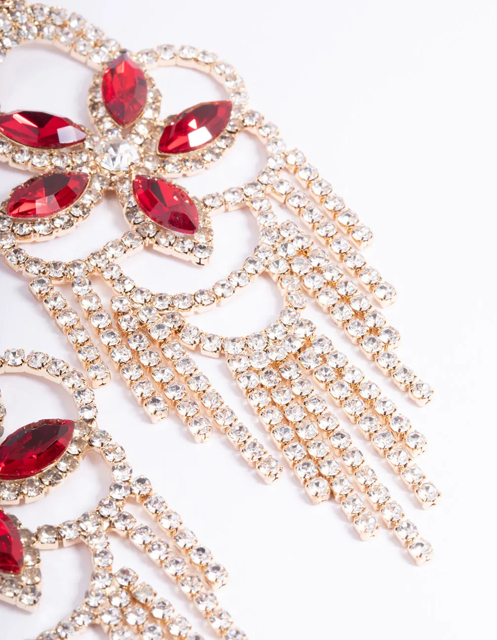 Red Statement Glam Drop Earrings