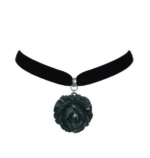 Retrolite Rose Choker Necklace in Black by Classic Hardware