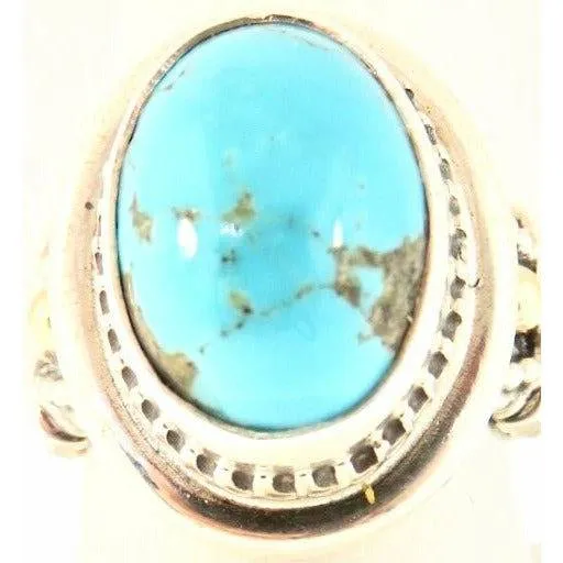 REVE Jewelry Oval Turquoise  Ring - Sterling Silver & 14kt Gold