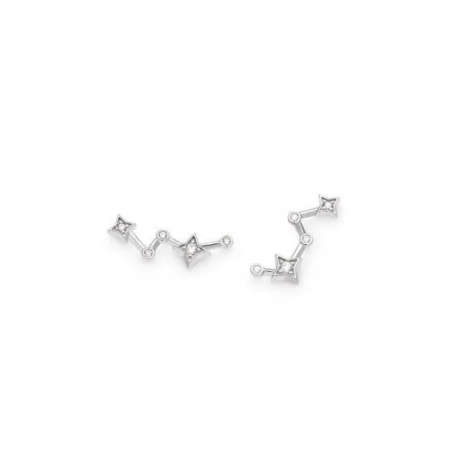 Revival Céleste Constellation Zirconia Rhodium Plated Offset Stud Earrings 30471CZ