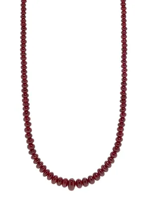 Rich Ruby Beaded Yellow Gold Necklace