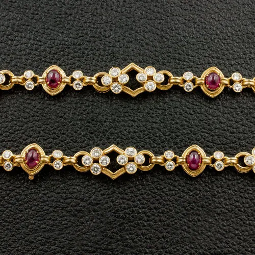 Ruby & Diamond Estate Necklace/Bracelet Set