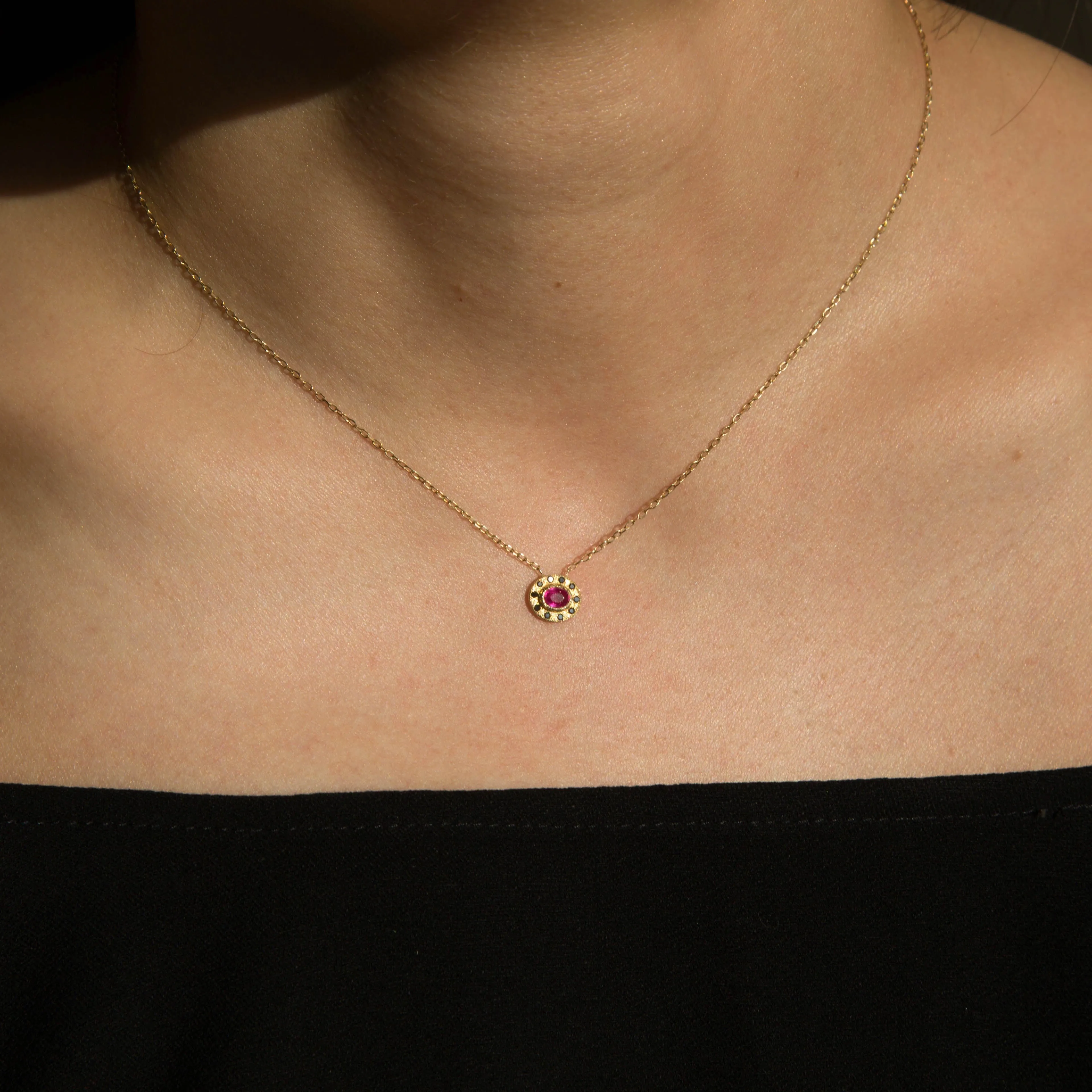 Ruby Halo Necklace (ready to ship option)*