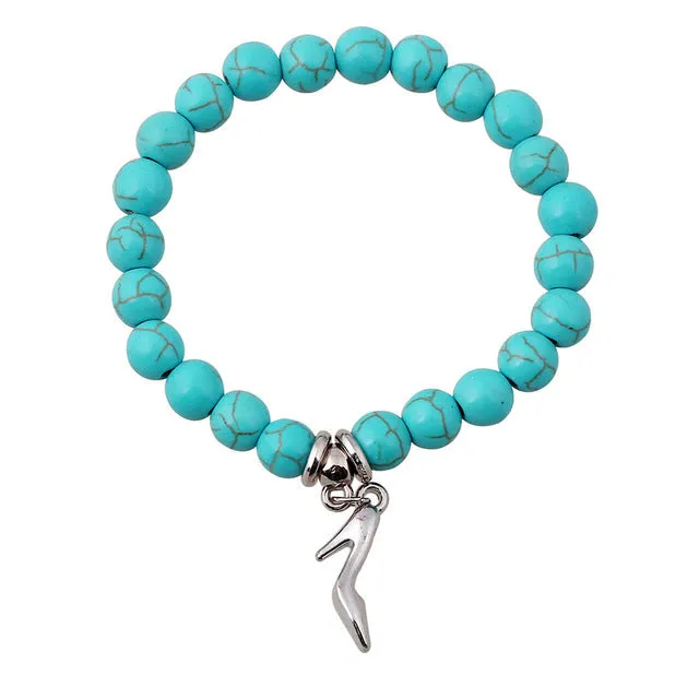 SHEEGIOR Boho Vintage Turquoises Charms Bracelet Men Lovely Tree Snake Owl Pendants Bracelets Bangles for Women Bracelet Jewelry