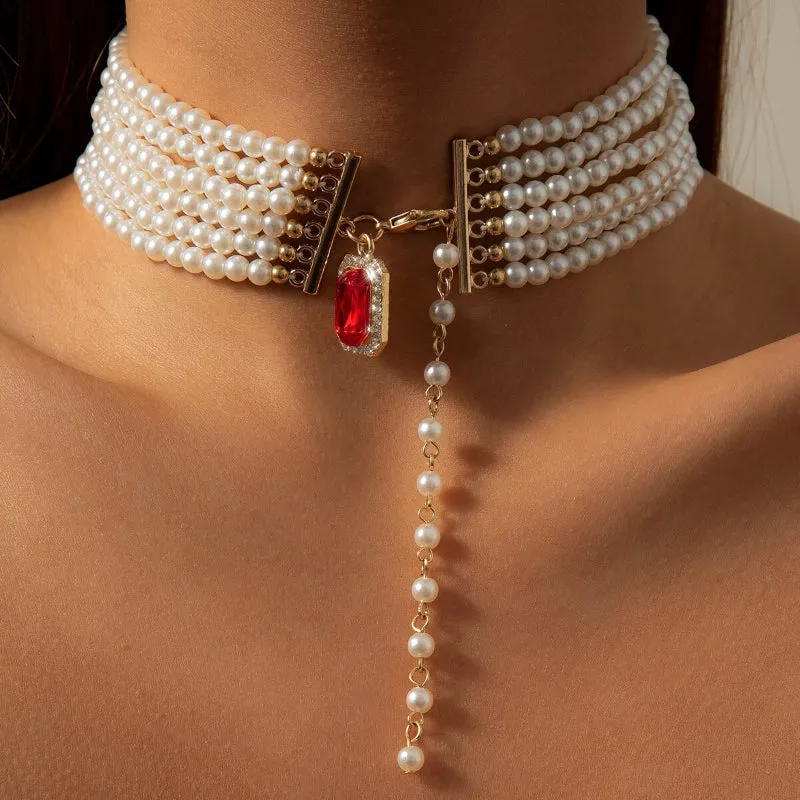 Shimmering Freshwater Multilayer Pearl Choker Necklaces