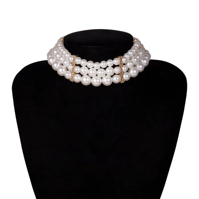 Shimmering Freshwater Multilayer Pearl Choker Necklaces