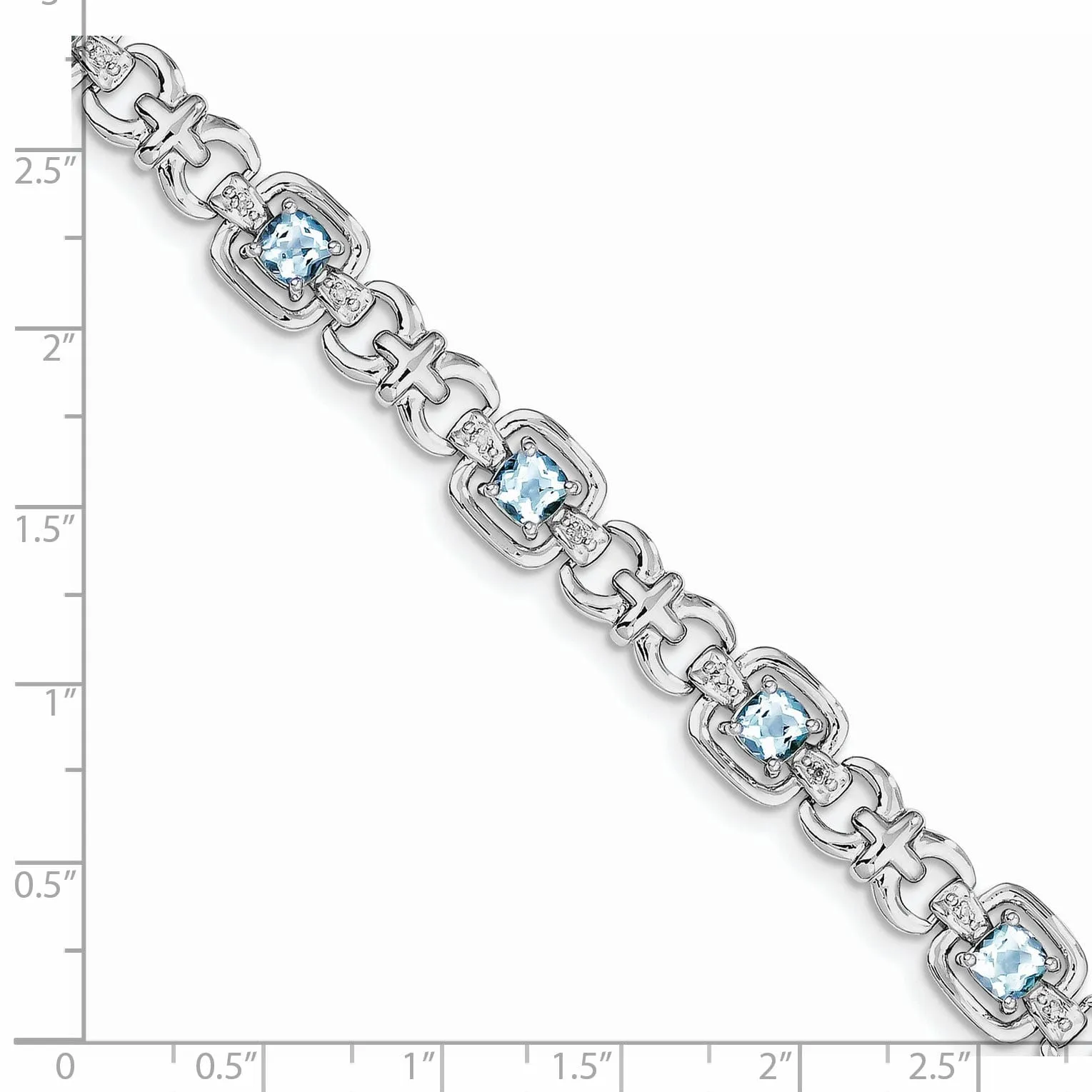 Silver Diamond Blue Topaz Gemstone Bracelet