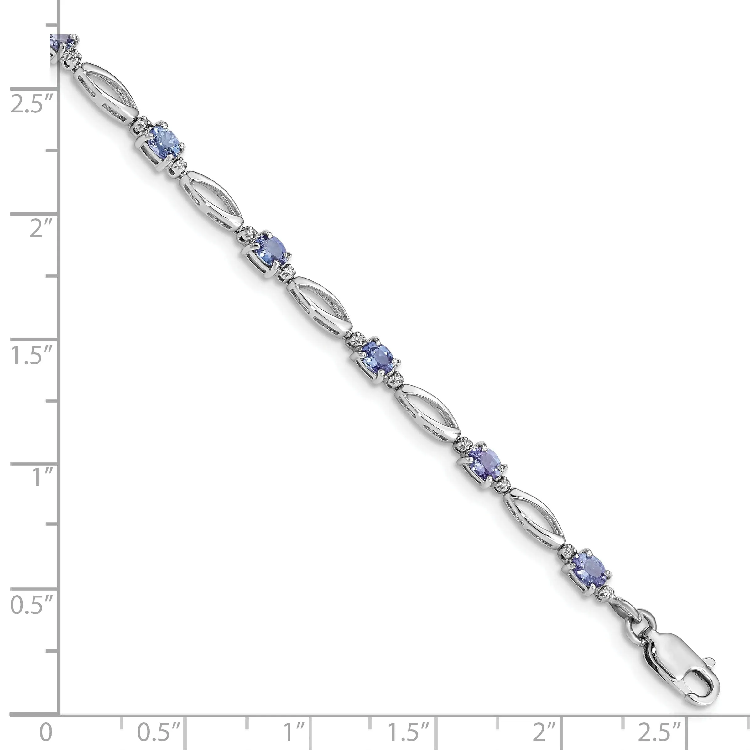 Silver Oval Cut Tanzanite Diamond Bracelet