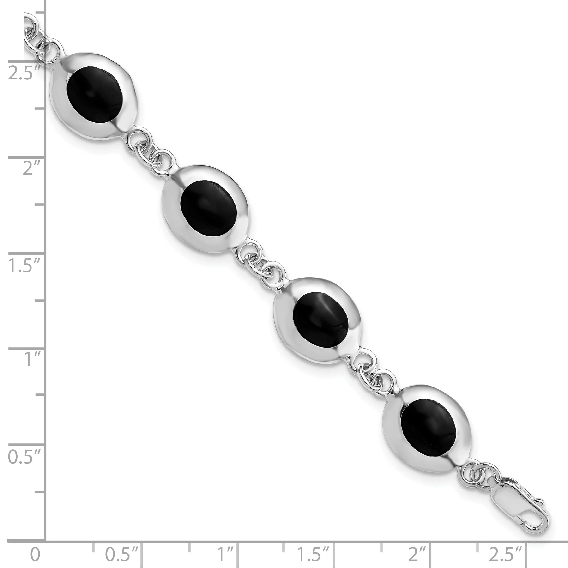 Silver Polished Fancy Polished Onyx Bracelet