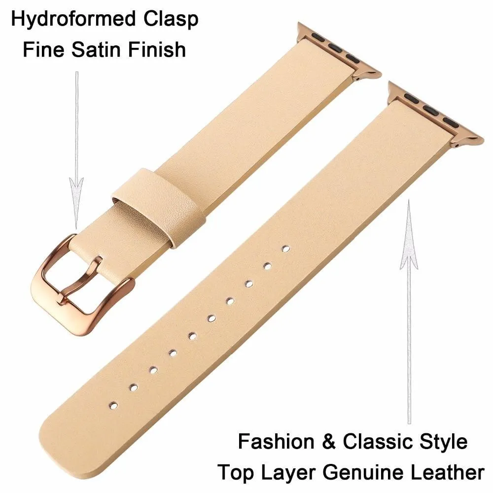 Simple Minimalist Genuine Leather Watchband Steel Clasp Series