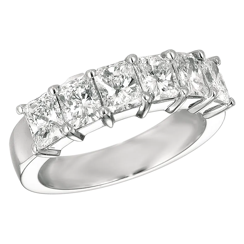 Six Stone Platinum Radiant Diamond Ring