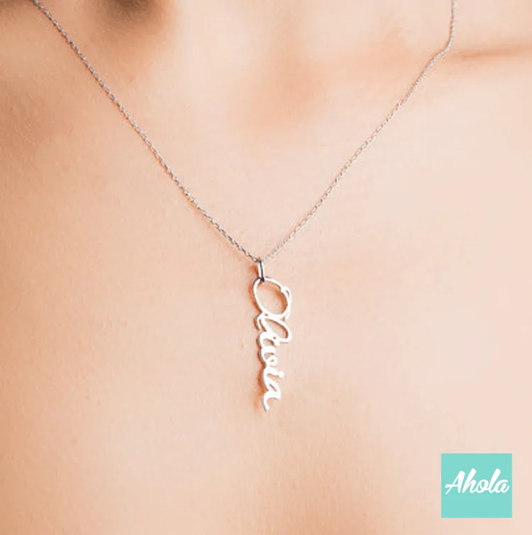 SP007 Sterling Silver handwriting/signature vertical necklace 純銀手寫/簽名連貫字句頸鏈