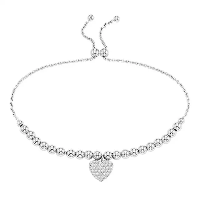 Sparkling Heart Bracelet in Sterling Silver