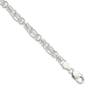 Sterling Silver Diamond Cut Fancy Link Bracelet