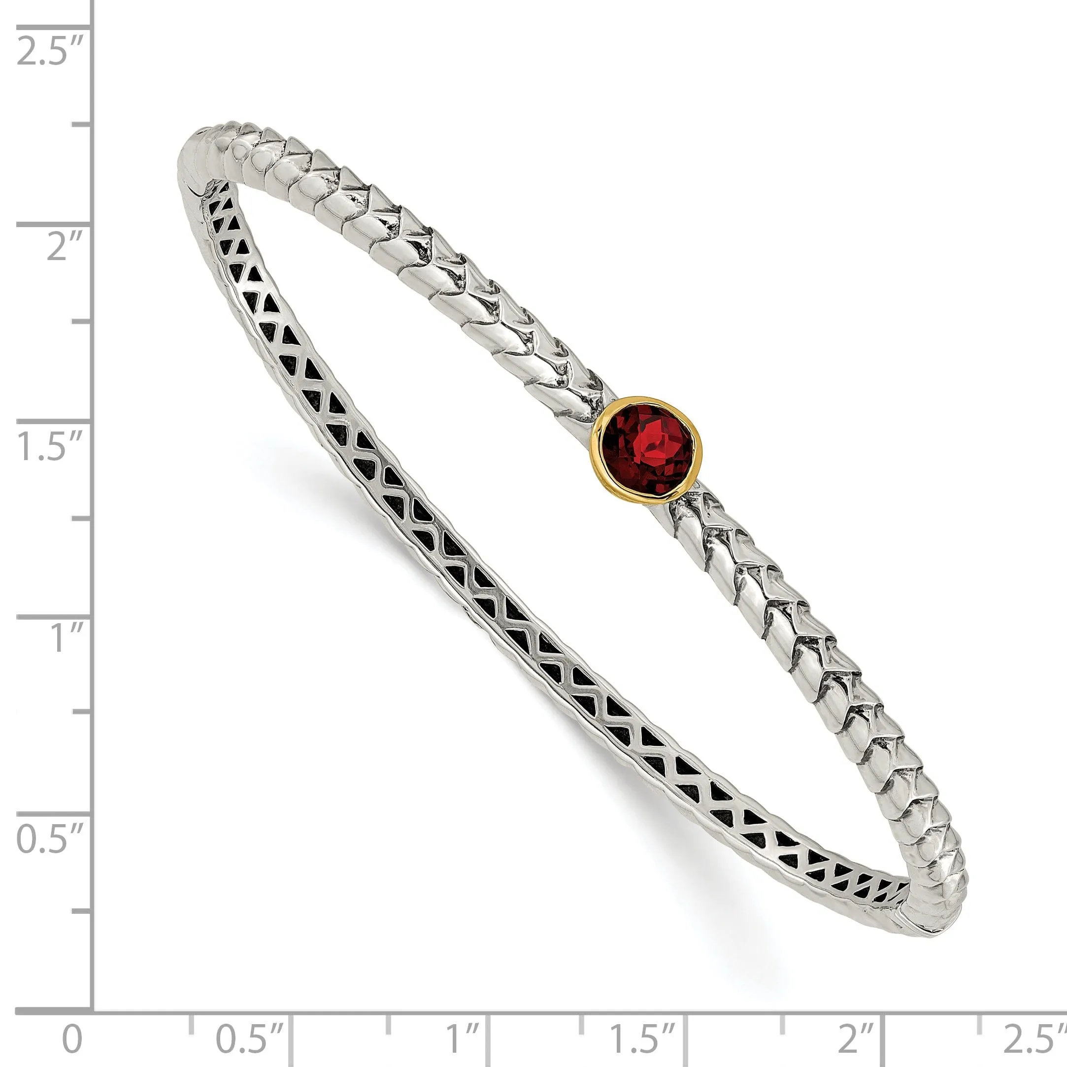 Sterling Silver Gold 6MM Garnet Bangle Bracelet