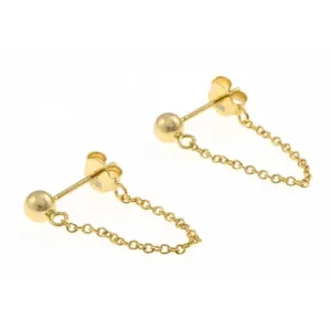 Sterling Silver Gold Plated Ball Chain Stud Earrings ERLE016